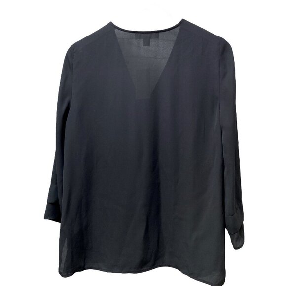 MICHAEL Michael Kors Womens Top Medium Black Blouse Logo Zip 3/4 Sleeve NWT - Picture 3 of 11